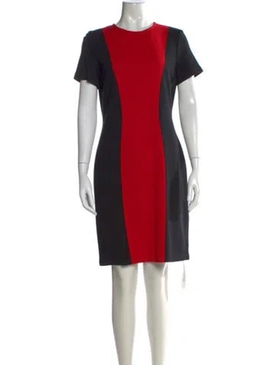 Pre-owned St John Colorblock Pattern Knee-length Dress In Black