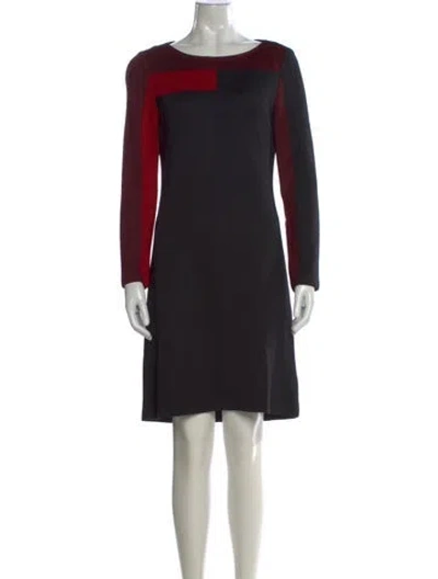 Pre-owned St John Colorblock Pattern Knee-length Dress In Black