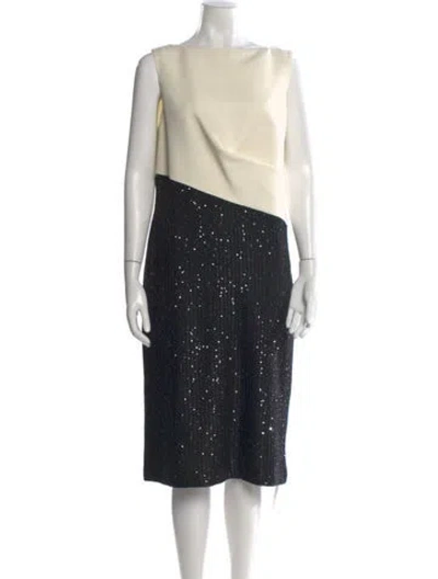 Pre-owned St John Colorblock Pattern Knee-length Dress In Black