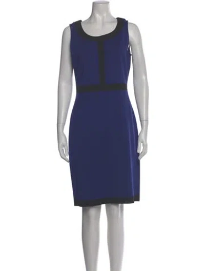 Pre-owned St John Colorblock Pattern Knee-length Dress In Blue