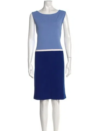 Pre-owned St John Colorblock Pattern Knee-length Dress In Blue