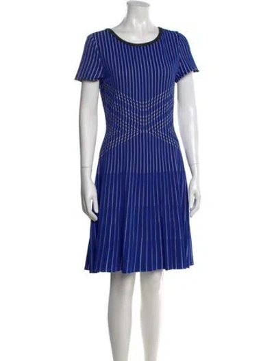 Pre-owned St John Colorblock Pattern Knee-length Dress In Blue