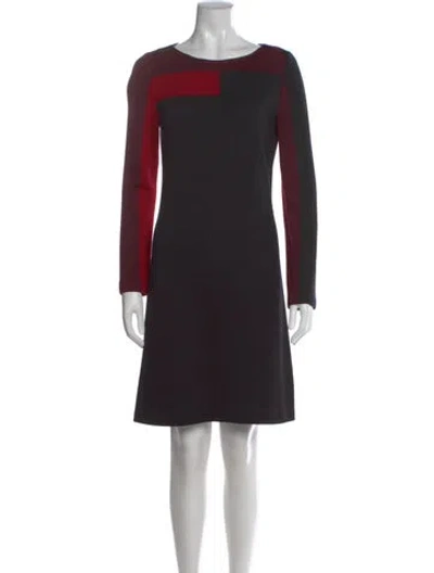 Pre-owned St John Colorblock Pattern Knee-length Dress In Multi