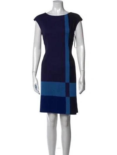 Pre-owned St John Colorblock Pattern Knee-length Dress In Multi