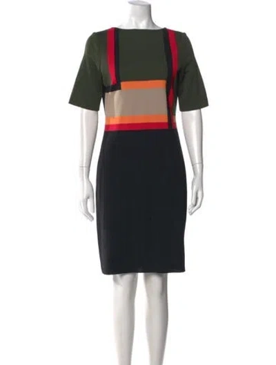 Pre-owned St John Colorblock Pattern Knee-length Dress In Multi