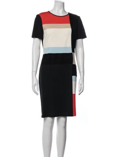 Pre-owned St John Colorblock Pattern Knee-length Dress In Multi