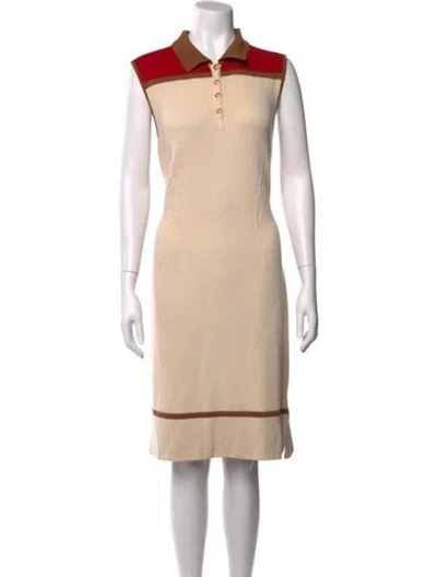 Pre-owned St John Colorblock Pattern Knee-length Dress In Neutral