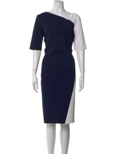 Pre-owned St John Colorblock Pattern Knee-length Dress In White