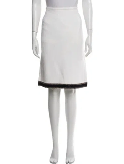 Pre-owned St John Colorblock Pattern Knee-length Skirt In White