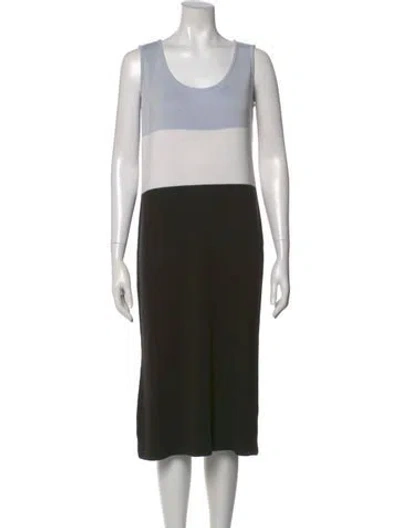 Pre-owned St John Colorblock Pattern Midi Length Dress In Black