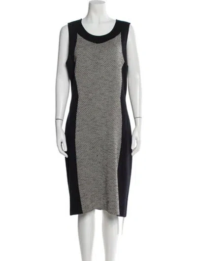 Pre-owned St John Colorblock Pattern Midi Length Dress In Blue