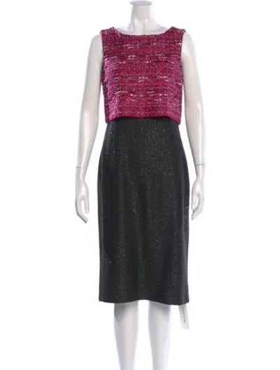 Pre-owned St John Colorblock Pattern Midi Length Dress In Multi