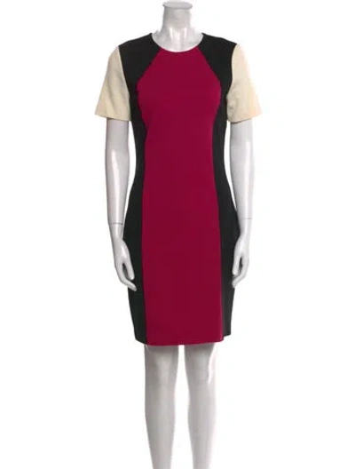 Pre-owned St John Colorblock Pattern Mini Dress In Black