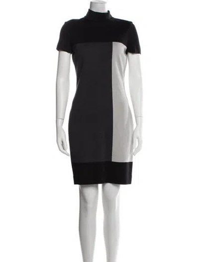 Pre-owned St John Colorblock Pattern Mini Dress In Black