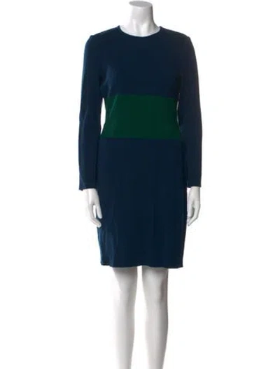 Pre-owned St John Colorblock Pattern Mini Dress In Blue