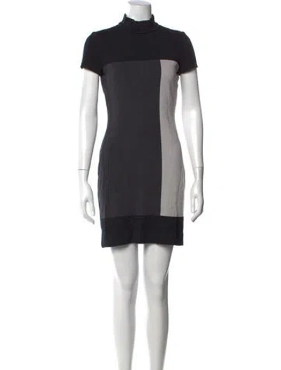 Pre-owned St John Colorblock Pattern Mini Dress In Grey