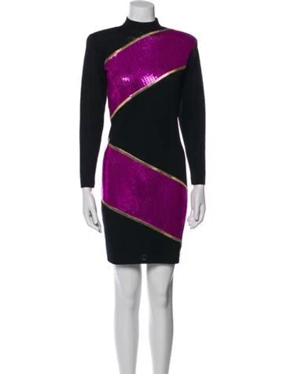Pre-owned St John Colorblock Pattern Mini Dress In Multi
