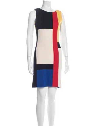 Pre-owned St John Colorblock Pattern Mini Dress In Multi