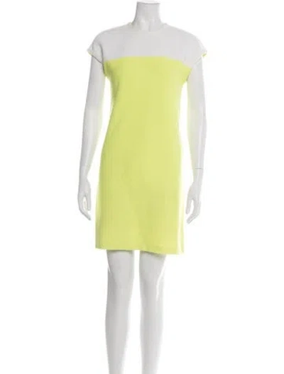 Pre-owned St John Colorblock Pattern Mini Dress In Neutrals