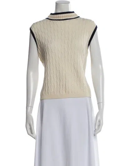 Pre-owned St John Colorblock Pattern Mock Neck Sweater In Neutral