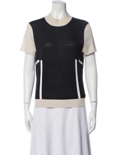 Pre-owned St John Colorblock Pattern Mock Neck Top In Multicolor