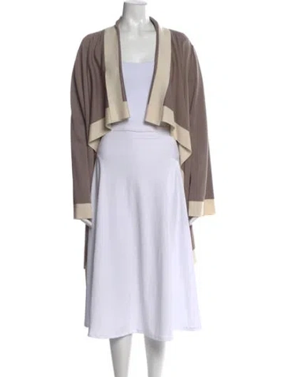 Pre-owned St John Colorblock Pattern Open Front Sweater In Neutral