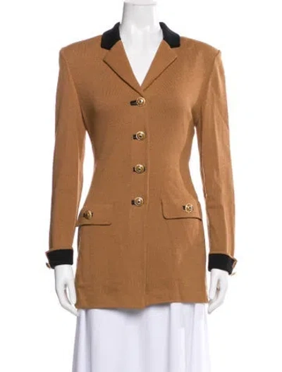 Pre-owned St John Colorblock Pattern Peacoat In Brown