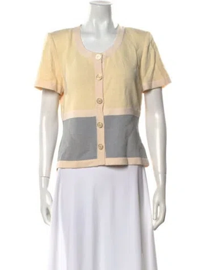 Pre-owned St John Colorblock Pattern Scoop Neck Sweater