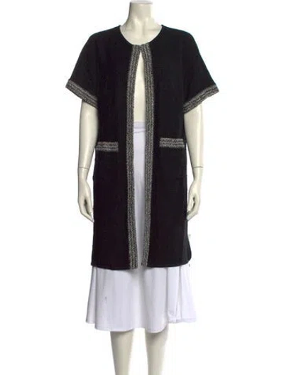 Pre-owned St John Colorblock Pattern Scoop Neck Sweater In Black