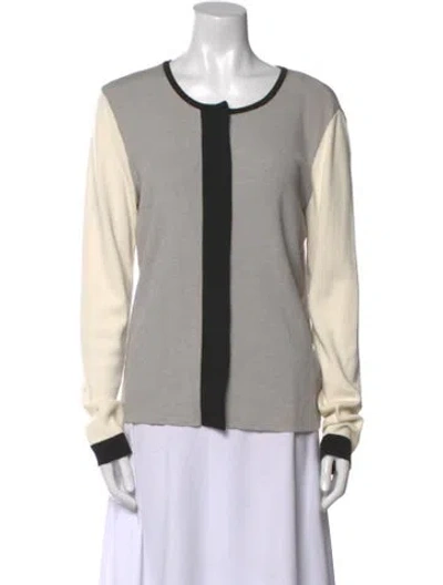 Pre-owned St John Colorblock Pattern Scoop Neck Sweatshirt In Neutral