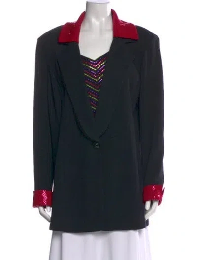 Pre-owned St John Colorblock Pattern Sweater In Black