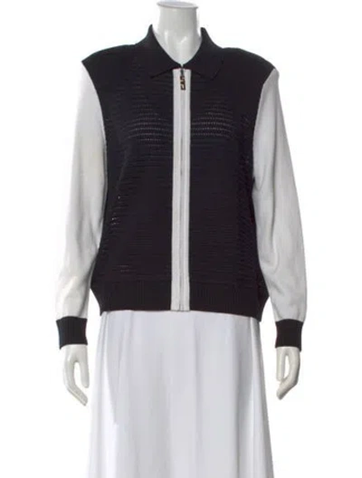 Pre-owned St John Colorblock Pattern Sweater In Black