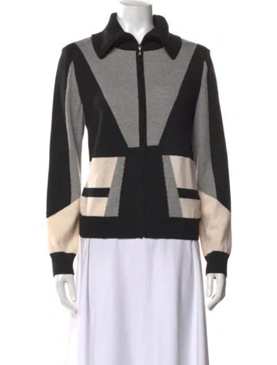 Pre-owned St John Colorblock Pattern Sweater In Black