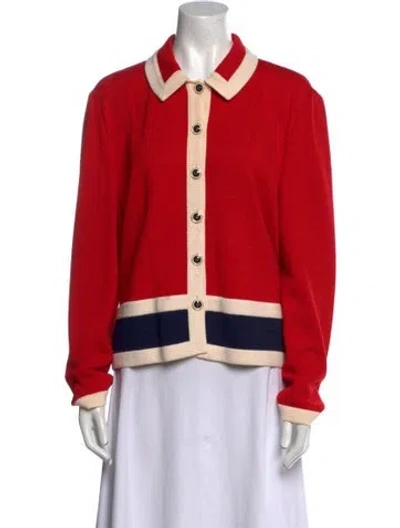 Pre-owned St John Colorblock Pattern Sweater In Red