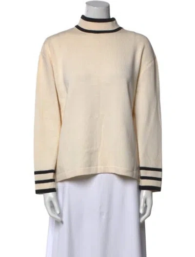 Pre-owned St John Colorblock Pattern Turtleneck Sweater In Neutral