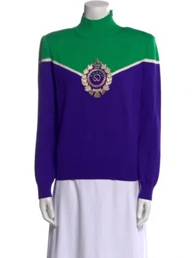 Pre-owned St John Colorblock Pattern Turtleneck Sweatshirt In Multi