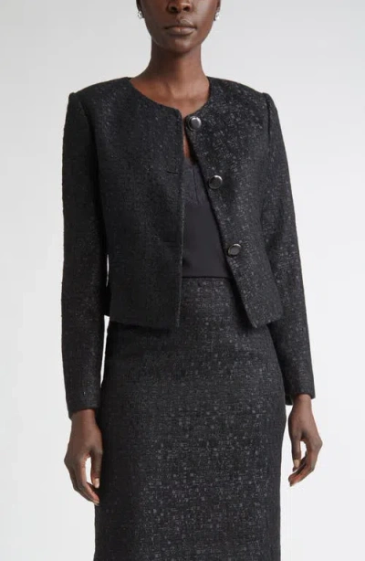 St John St. John Compact Tape Tweed Jacket In Black