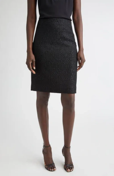 St John St. John Compact Tape Tweed Skirt In Black