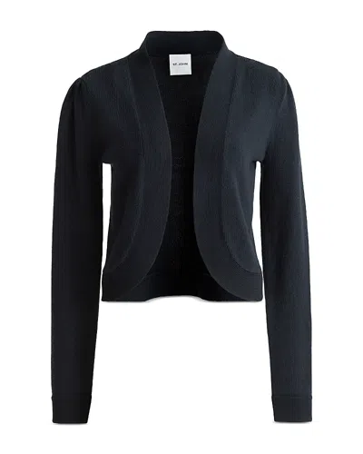 St John Cotton Blend Open Front Bolero In Black