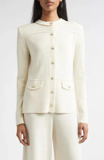St John St. John Courtney Legacy Crepe Knit Jacket In White