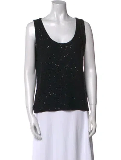 Pre-owned St. John Couture 1990's Scoop Neck Top In Black