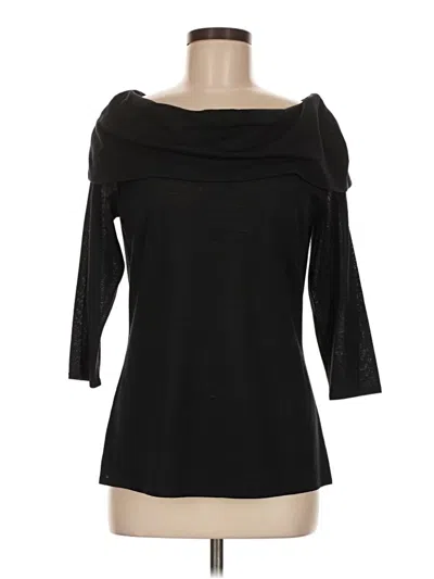 Pre-owned St. John Couture 3/4 Sleeve Top Black Boatneck Tops