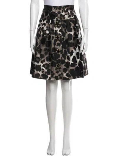 Pre-owned St. John Couture Animal Print Mini Skirt In Black