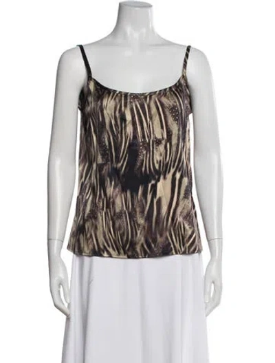 Pre-owned St. John Couture Animal Print Scoop Neck Top In Neutrals
