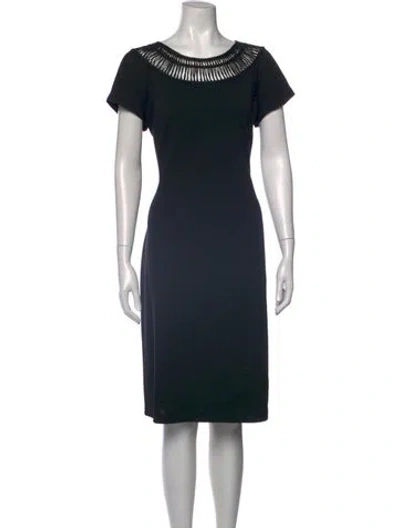 Pre-owned St. John Couture Asymmetrical Knee-length Dress In Black
