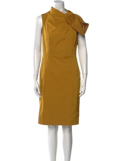 Pre-owned St. John Couture Asymmetrical Knee-length Dress In Yellow