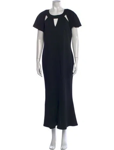 Pre-owned St. John Couture Asymmetrical Long Dress In Black