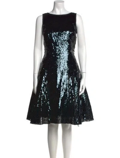 Pre-owned St. John Couture Bateau Neckline Knee-length Dress In Black