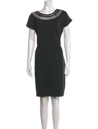 Pre-owned St. John Couture Bateau Neckline Knee-length Dress In Black