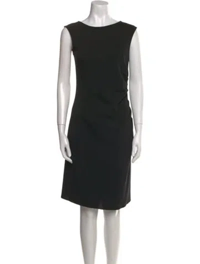 Pre-owned St. John Couture Bateau Neckline Knee-length Dress In Black